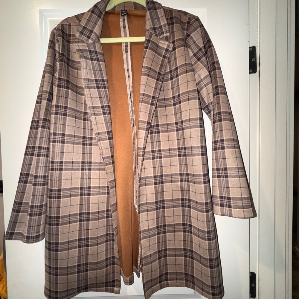 Windsor Tan and Brown Plaid Blazer